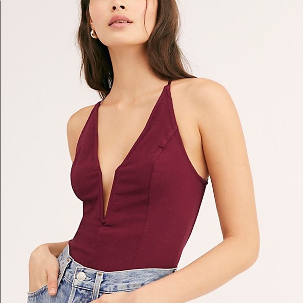 New Free people deep dive bodysuit fig sorbet S